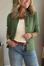 Green Women's Casual Blazer with Relaxed Fit & Patch Pockets — Lucy