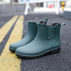 Green Men's Waterproof Rain Boots — Edward Slip-On Non-Slip - Front Full