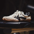 Beige Men's Classic Retro Sneakers with Suede Overlays & Gum Sole — Oscar