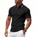 Men's Breathable Polo Shirt with Tipped Collar & Button Placket — Tobias