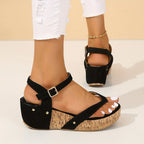 Sophia | Stylish Cork Platform Wedge Sandals