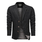 Men's Cotton Blazer with Two-Button Front & Patch Pockets - Front Buttoned Studio