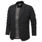 Men's Cotton Blazer with Two-Button Front & Patch Pockets - Front Open Alt