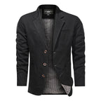 Men's Cotton Blazer with Two-Button Front & Patch Pockets - Front Open Pocket Detail 2