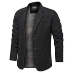 Men's Cotton Blazer with Two-Button Front & Patch Pockets - Front Open Studio