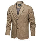 Men's Cotton Blazer with Two-Button Front & Patch Pockets - Front Full Alt