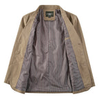 Men's Cotton Blazer with Two-Button Front & Patch Pockets - Lining Flat Lay