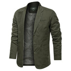 Men's Cotton Blazer with Two-Button Front & Patch Pockets - Front Open Studio 2