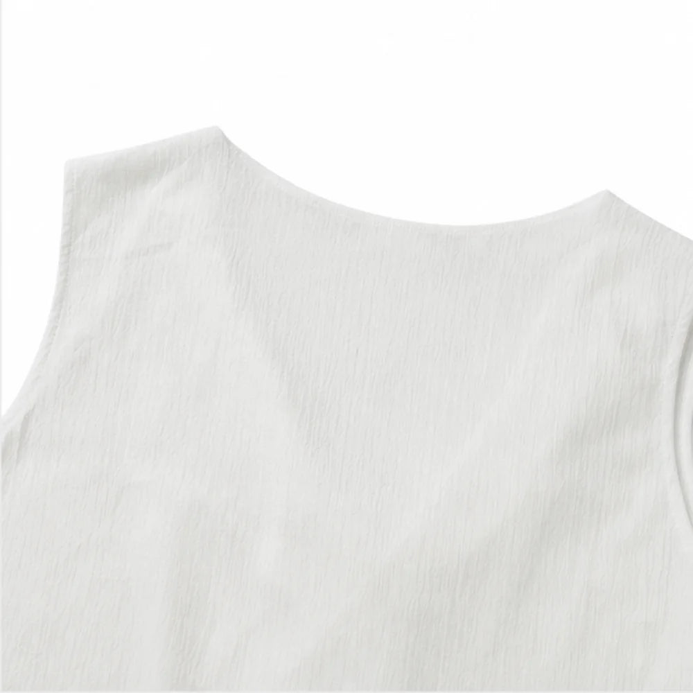 Multicolor Women's Sleeveless Cowl-Neck Mini Dress — Sofia Everyday Shift Pocketed - Flat Lay Back Neckline