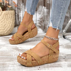 Valentina | Stylish Crisscross Cork Platform Sandals