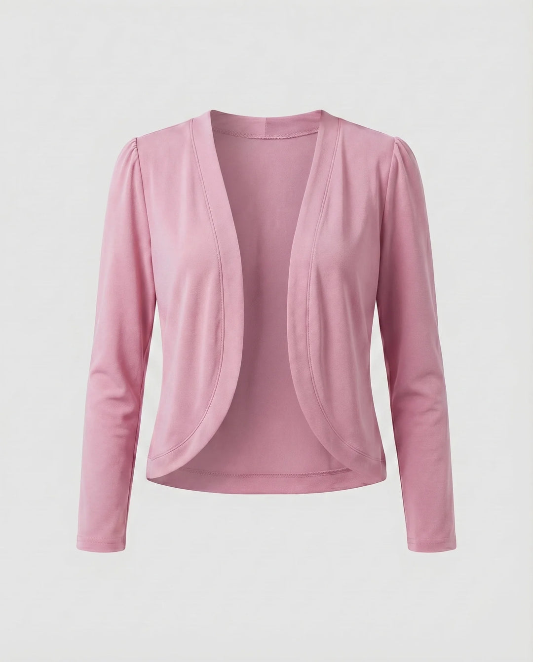 Pink Women's Cropped Bolero Blazer — Delaney Tailored Shawl Collar Open-Front - Studio Flat
