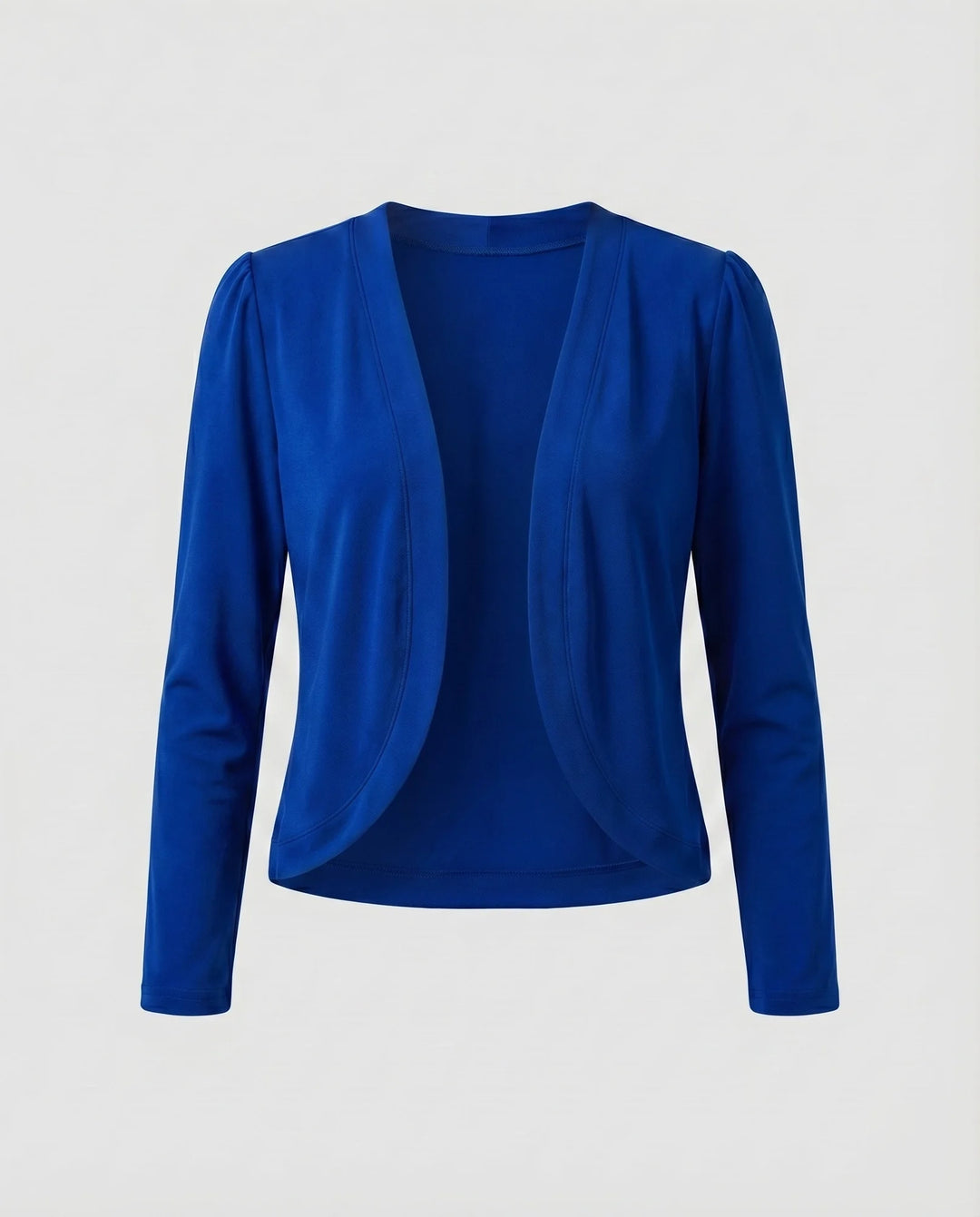 Royal Blue Women's Cropped Bolero Blazer — Delaney Tailored Shawl Collar Open-Front - Studio Flat