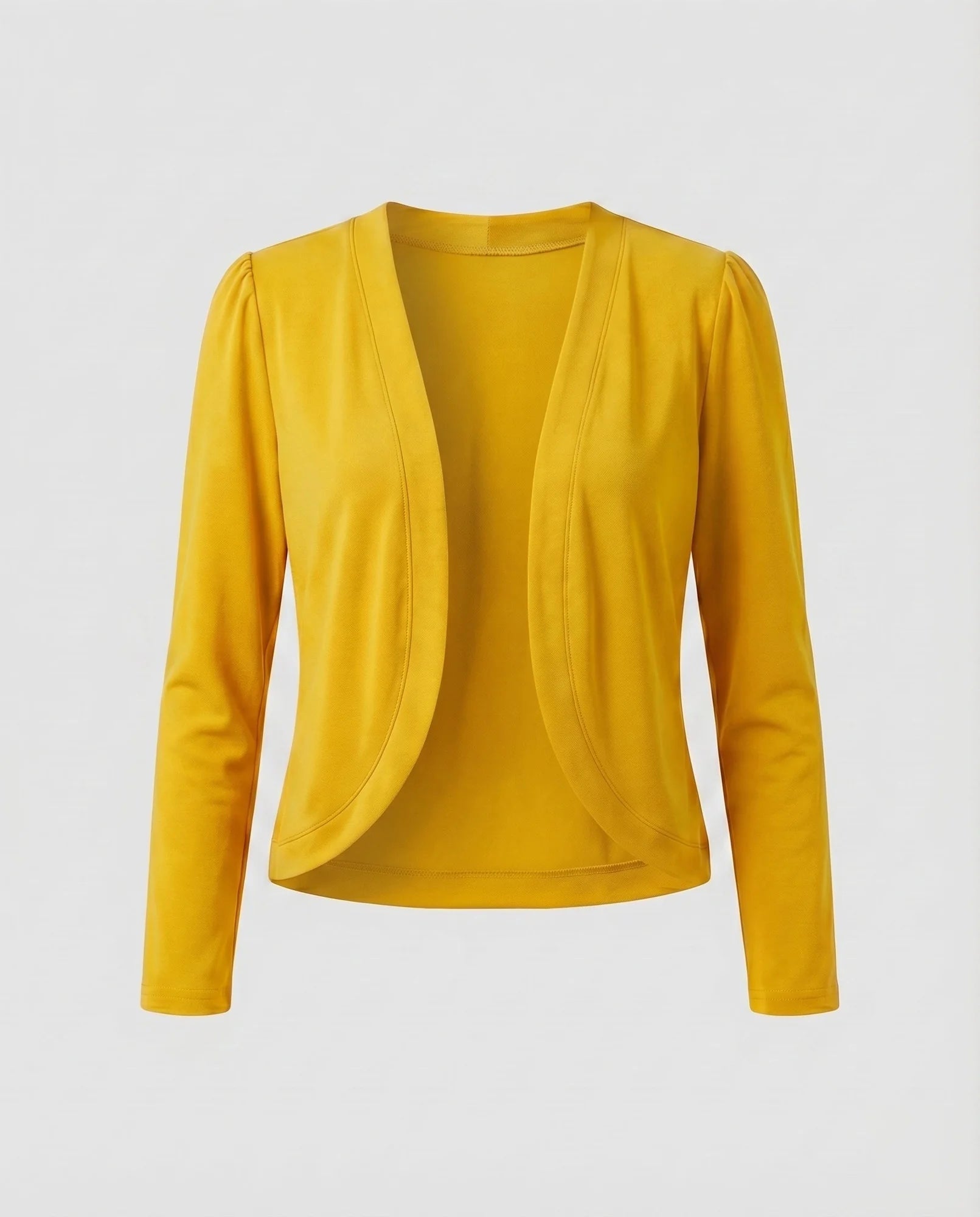 Yellow Women's Cropped Bolero Blazer — Delaney Tailored Shawl Collar Open-Front - Studio Flat