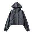 Women's Cropped Rain Jacket with Hooded Design & Elastic Cuffs — Felicity