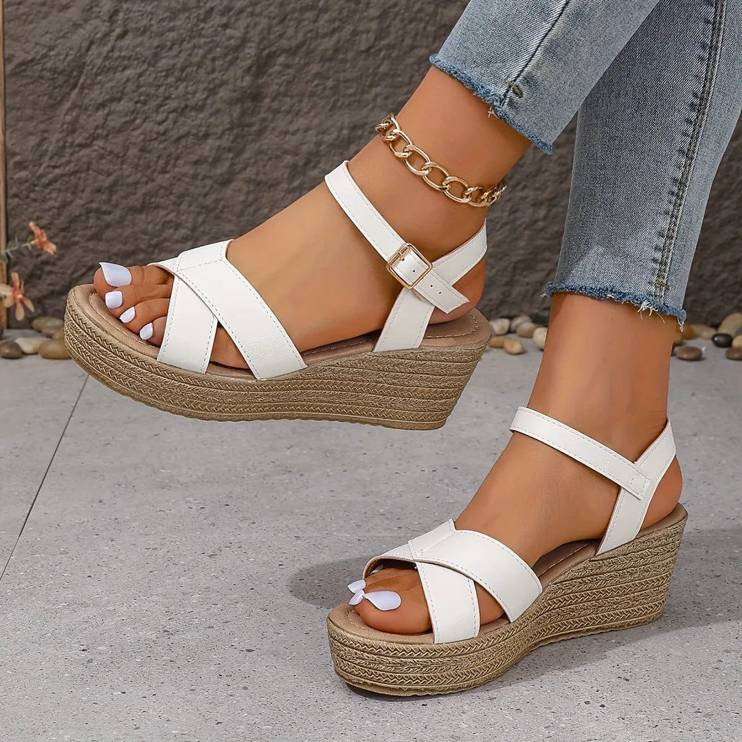 Elena | Elegant Cross-Strap Platform Sandals