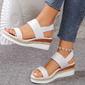 Women's Cross Strap Platform Sandals — Naomi White Espadrille Wedge