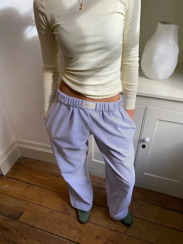 Women's Wide-Leg Lounge Pants with Elastic Waist & Side Pockets — Lola