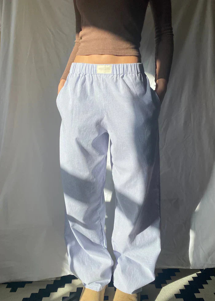 Women's Wide-Leg Lounge Pants with Elastic Waist & Side Pockets — Lola
