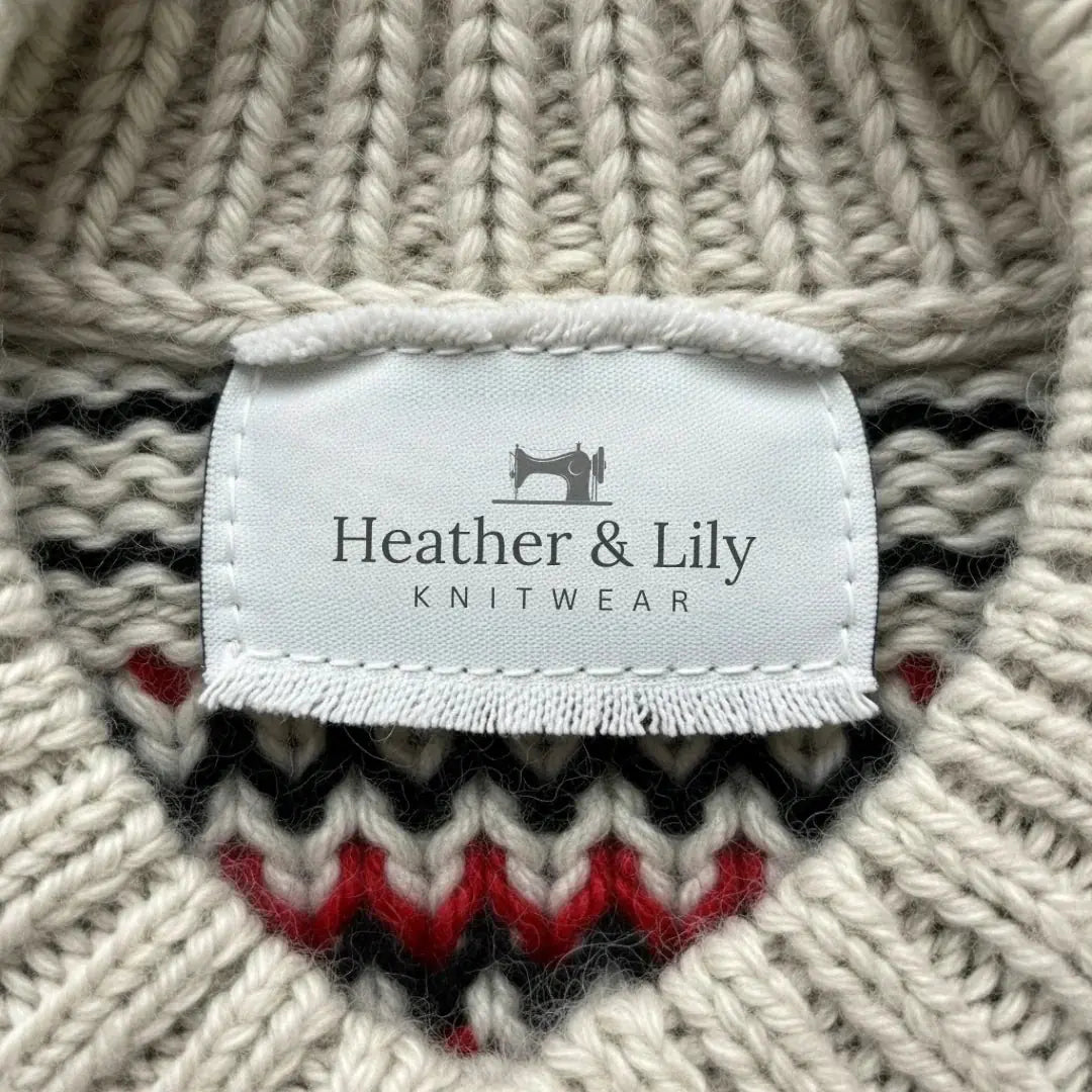 Cream Women's Fair-Isle Knit Cardigan — Ellie Cozy Button-Front Nordic - Brand Tag Detail