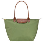 Women's Foldable Nylon Tote Bag with Leather Trim - Front Outdoor