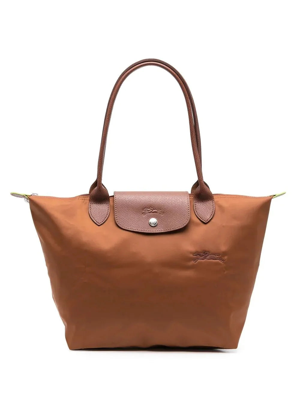 Women's Foldable Nylon Tote Bag with Leather Trim - Brand Detail