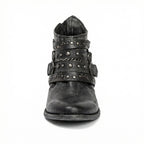 Women's Vintage Chain Boots with Studded Buckle Straps for a Relaxed Fit — Mae