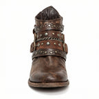 Women's Vintage Chain Boots with Studded Buckle Straps for a Relaxed Fit — Mae