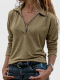 Women's Collared Zip-Up Sweatshirt — India Half-Zip Relaxed-Fit Long Sleeve