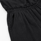 Black Women's Halter Neck Jumpsuit with Cowl Neckline & Wide-Leg Pockets — Marlow - Close Up Waist Pocket