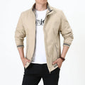 Men's Lightweight Harrington Jacket with Stand Collar & Striped Cuffs — Edward