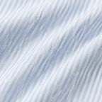 Sky Blue Women's Striped Henley Top — Bianca Relaxed Button-Front Everyday - Fabric Close Up