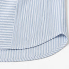 Sky Blue Women's Striped Henley Top — Bianca Relaxed Button-Front Everyday - Hem Detail