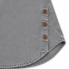 Gray Women's Henley Tunic Top — Freya Button-Front Side-Button Relaxed Fit - Hem Detail