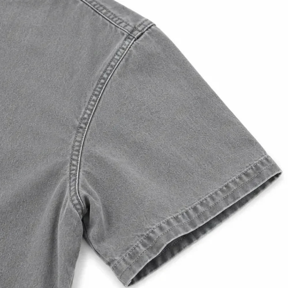 Gray Women's Henley Tunic Top — Freya Button-Front Side-Button Relaxed Fit - Sleeve Detail