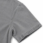 Gray Women's Henley Tunic Top — Freya Button-Front Side-Button Relaxed Fit - Sleeve Detail