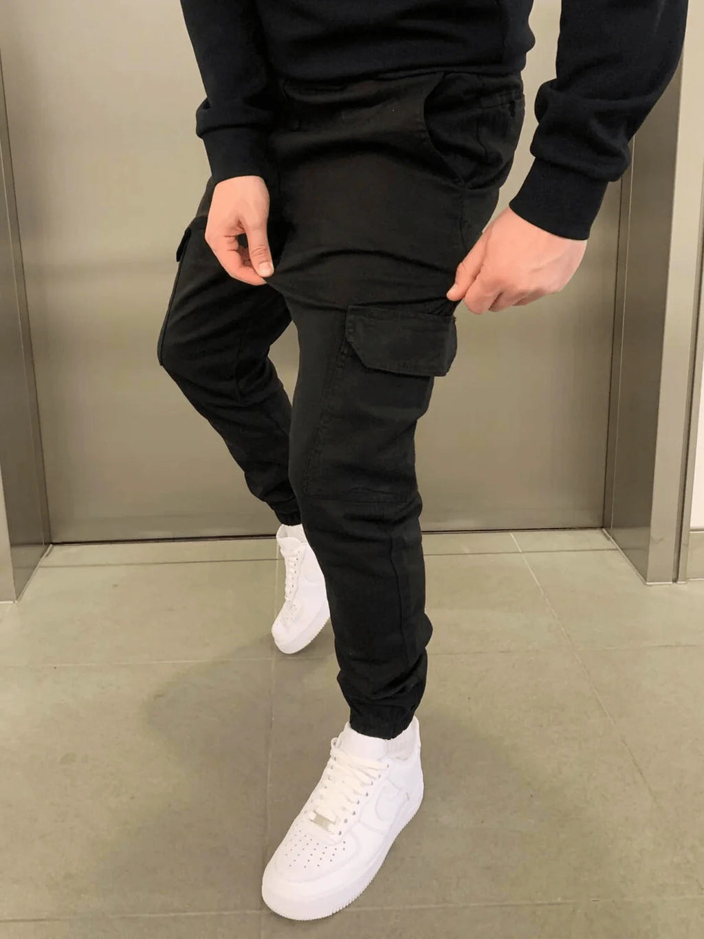 Men's Slim Fit Cargo Joggers with Drawstring Waist & Tapered Cuffs — Nathan