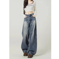 Women's High Waist Barrel Leg Jeans — Amber Wide-Leg Washed High-Waisted