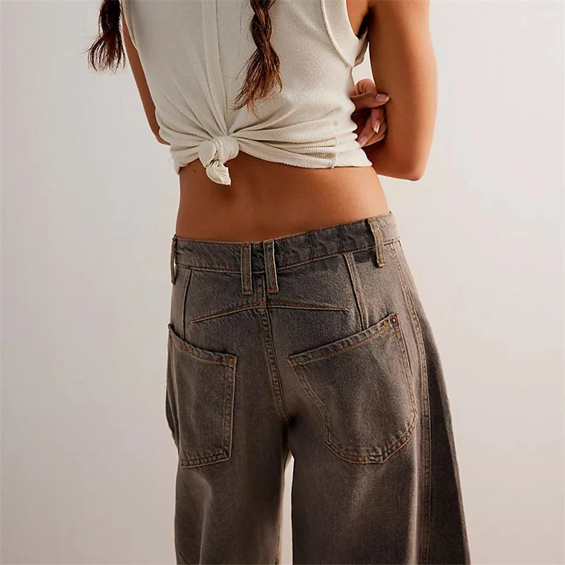Women's High-Waisted Barrel Jeans — Rhea Denim Wide-Leg Relaxed