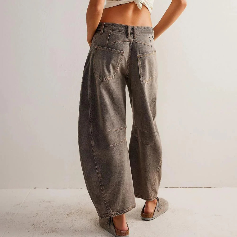 Women's High-Waisted Barrel Jeans — Rhea Denim Wide-Leg Relaxed