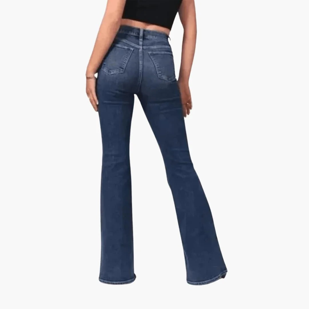 Blue Women's High-Waisted Bootcut Jeans — Tilly Everyday Flared Denim - Back Detail