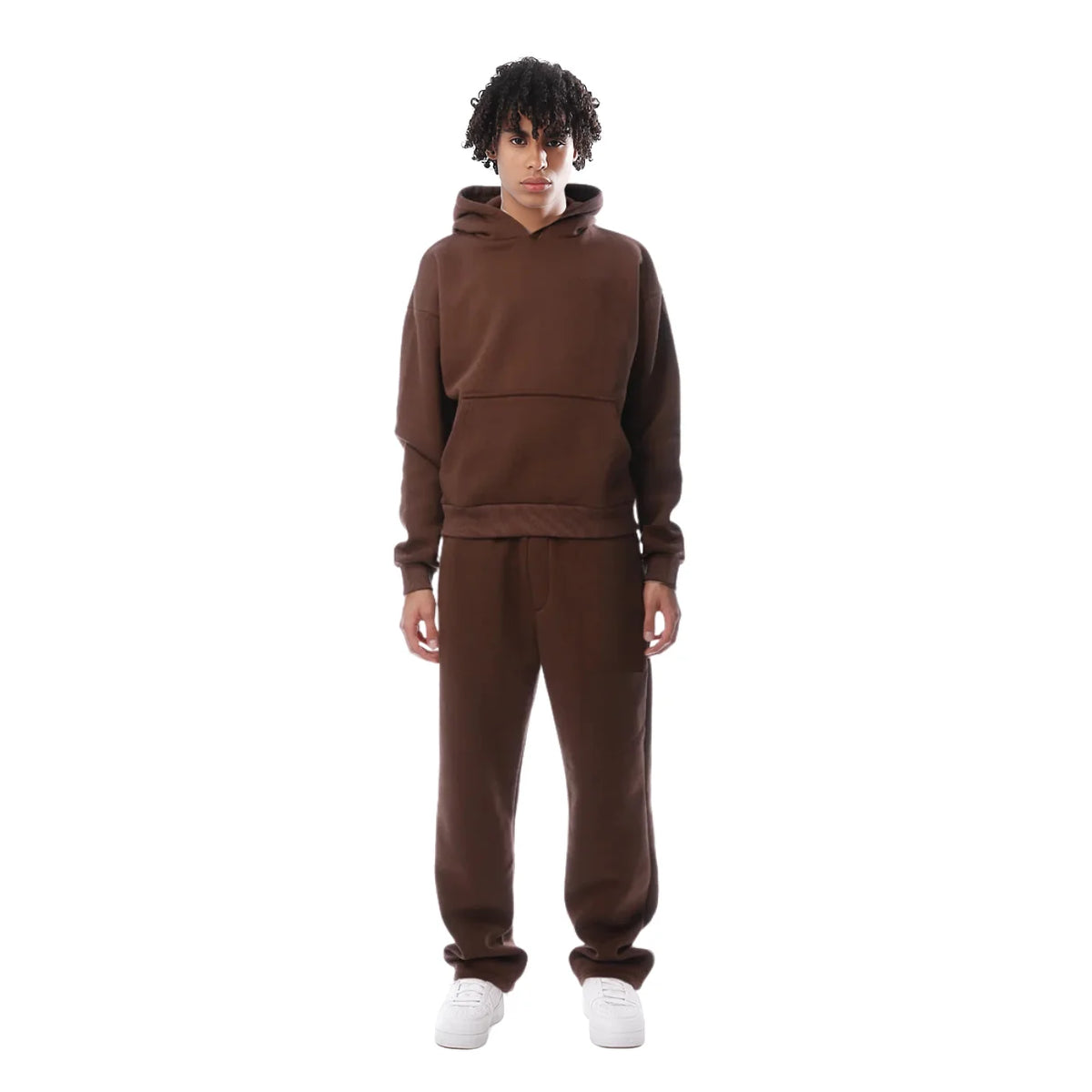 Brown Women's Oversized Fleece Tracksuit with Relaxed Fit