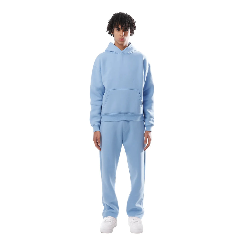 Light Blue Women's Oversized Fleece Tracksuit with Relaxed Fit