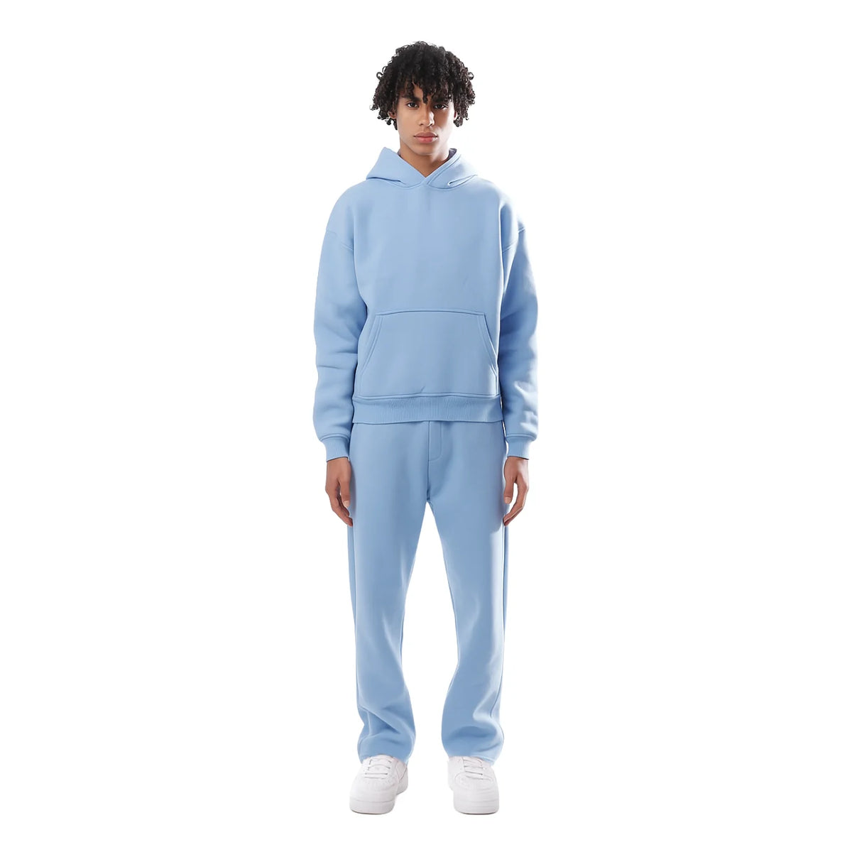 Light Blue Women's Oversized Fleece Tracksuit with Relaxed Fit