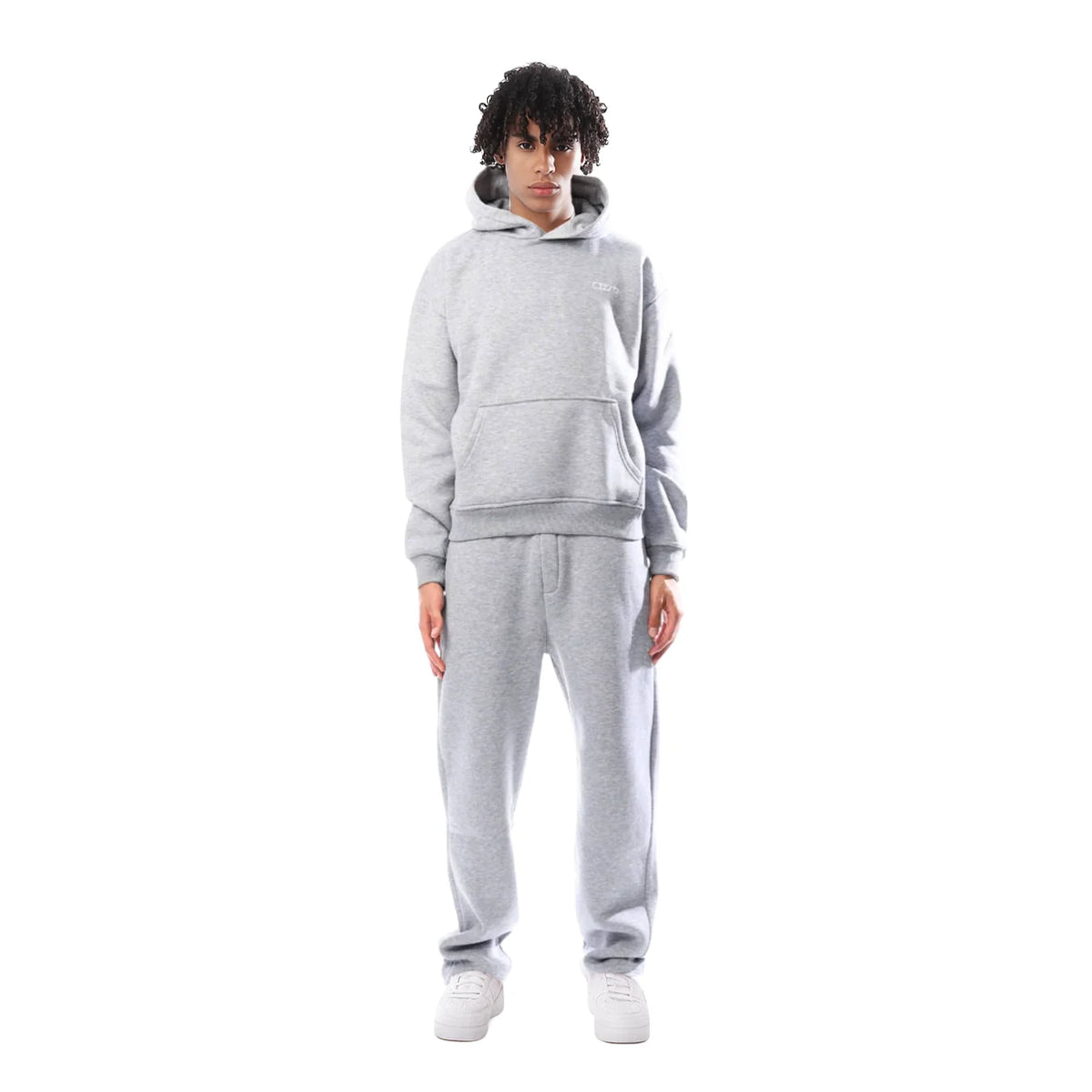 Light Grey Women's Oversized Fleece Tracksuit with Relaxed Fit