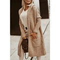 Women's Long Cardigan with Hooded Ribbed Knit & Pockets — Aida
