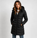 Women's Hooded Puffer Jacket with Quilted Panels & Zip Pockets — Delphine