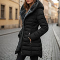 Women's Quilted Winter Coat with Hooded Design & Zip Pockets — Karina