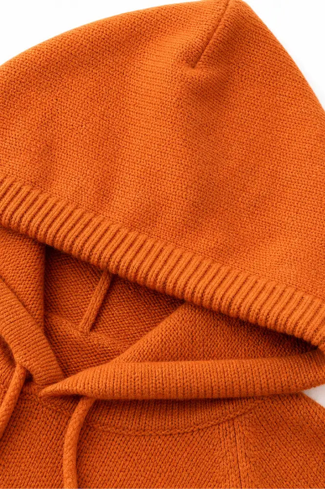 Women's Hooded Knit Sweater with Drawstring Hood & Relaxed Fit - Hood Detail