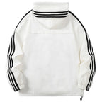 Men's Hooded Jacket with Striped Sleeve Detail & Zip Pockets - Back Full