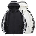 Men's Hooded Jacket with Striped Sleeve Detail & Zip Pockets — James